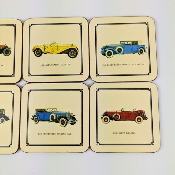 Pimpernel Vintage Drink Coasters Acrylic Classic Cars Made in England Six Cork - Picture 3 of 14